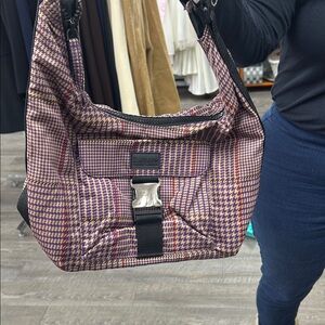 Ralph Lauren Houndstooth Shoulder Bag - Purple and Black